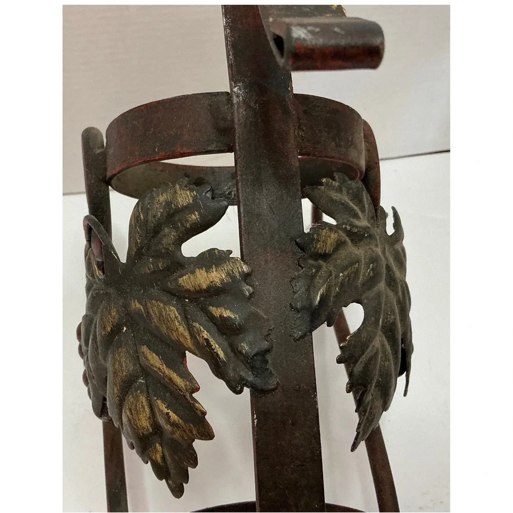 CBK Styles Vintage 2001 Metal Wine Bottle Holder Grapevine Scroll Bronze Brown